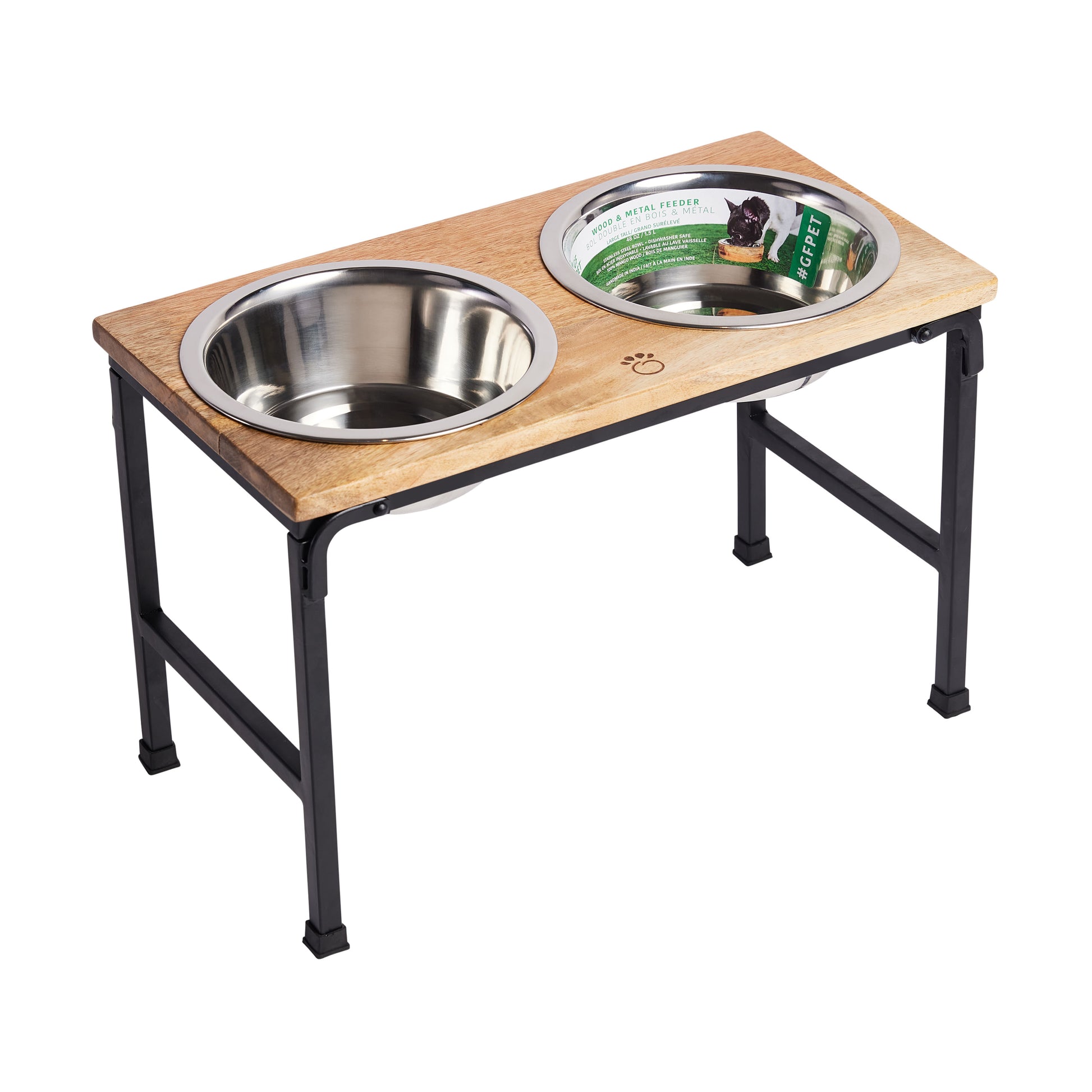 FUFU&GAGA Elevated Dog Feeding Station with 2 Stainless Steel